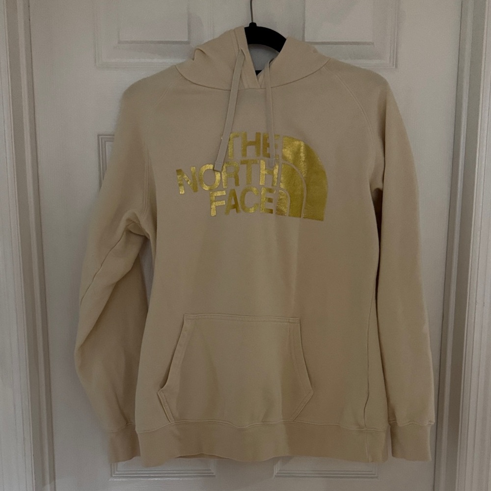 The North Face Tan Hoodie with Gold Logo